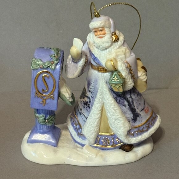 Vintage Thomas Kinkade Christmas Ornament Bradford Porcelain Santa Spirit Gift - Picture 1 of 4